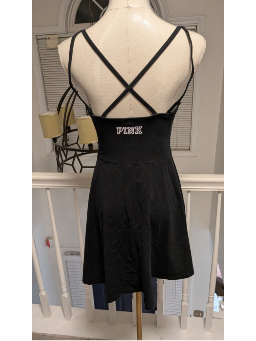 PINK Victoria’s Secret Black Strappy Cross Back Fit & Flare Dress Size S